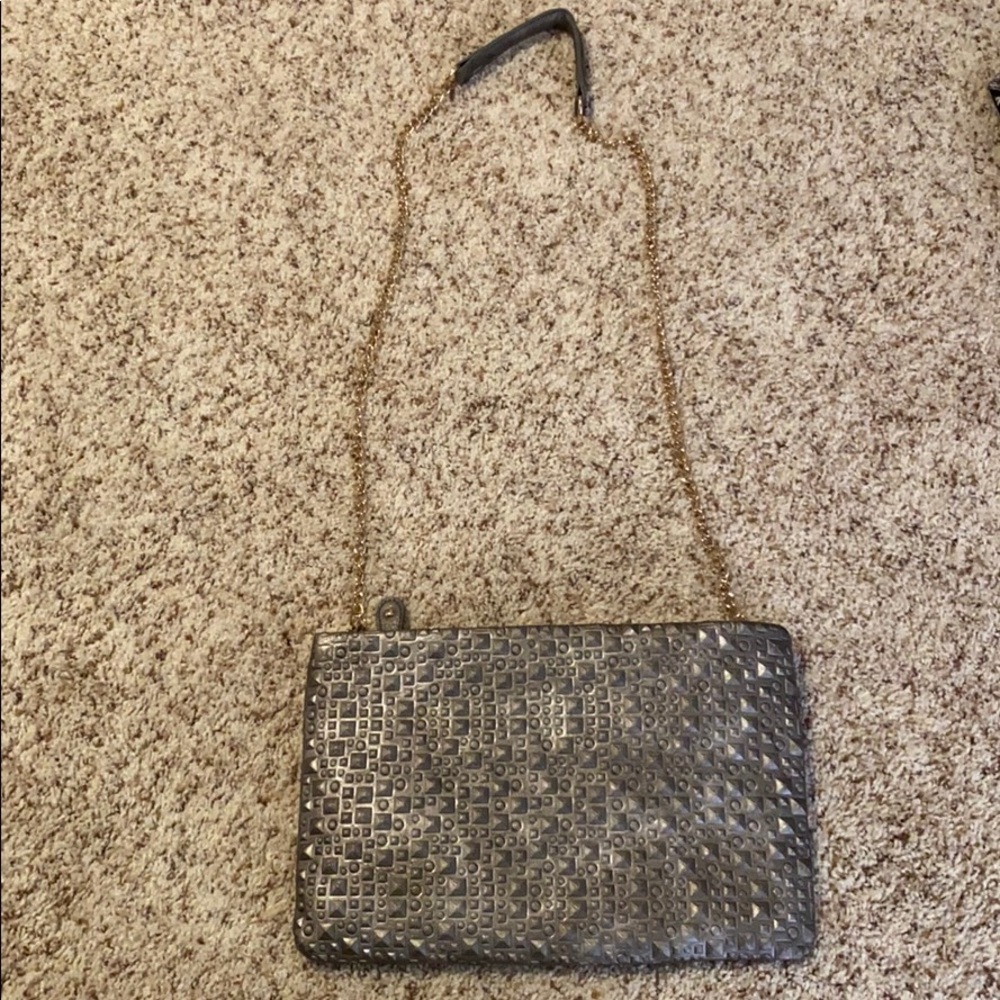 NWOT Grey studded chain purse